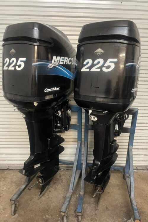 Pair 2005 Mercury 225hp Optimax 2 Stroke Outboard Motors