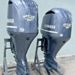 PAIR OF 2012 250HP YAMAHA 4 STROKE OUTBOARD MOTORS WITH  25″ SHAFTS