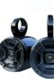 Pair of Single Black Coated Bullet Speaker Pod Polk DB652 300Watt Marine Speaker Installed