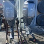 2010 PAIR YAMAHA 150HP 4 STROKE OUTBOARD MOTORS WITH 25″ SHAFTS